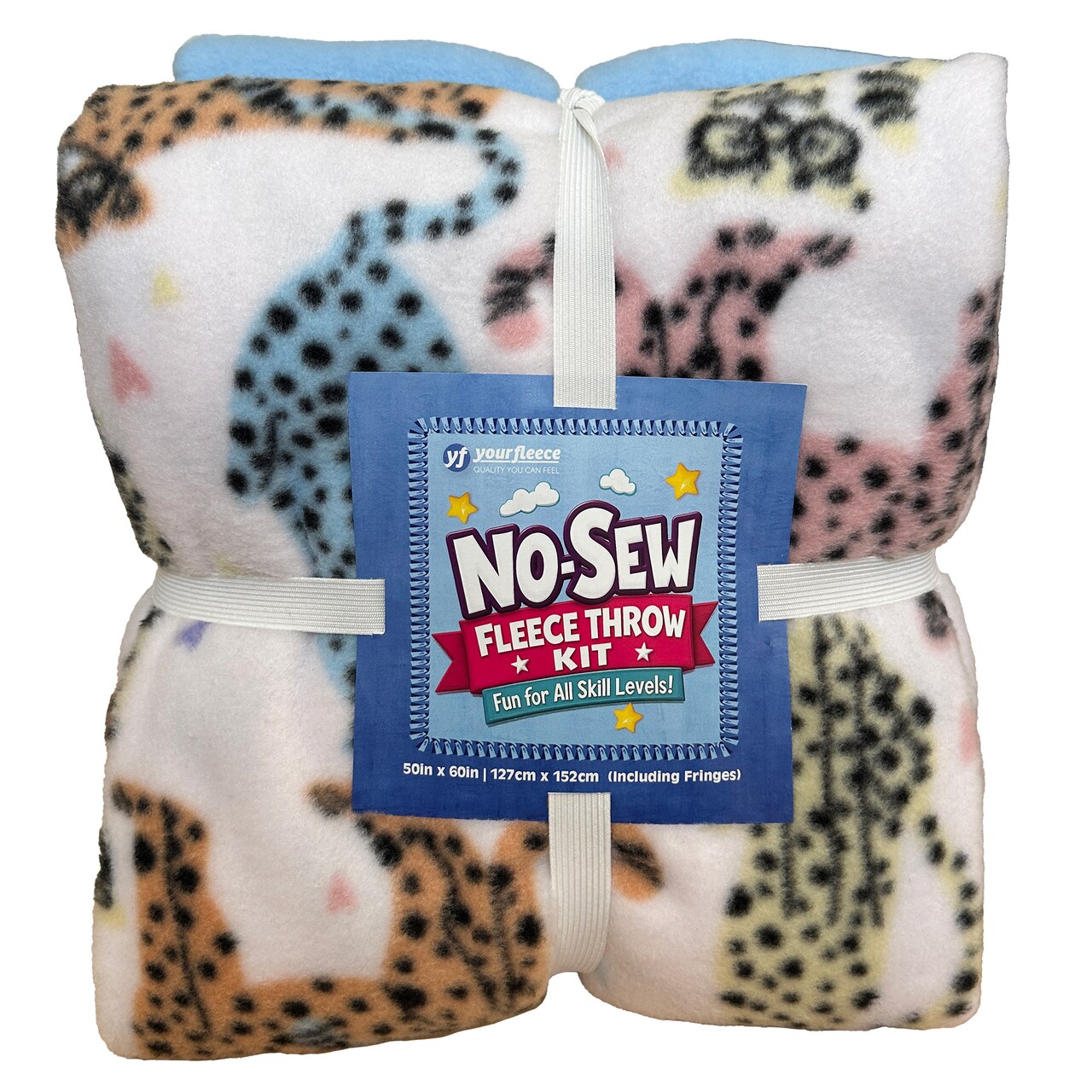 Hipster Leopard Anti-Pill Premium No-Sew Throw Fleece Fabric Kit